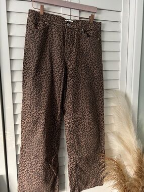 Leopard Print Wide-Leg Pants in Brown and Black
